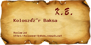 Koloszár Baksa névjegykártya